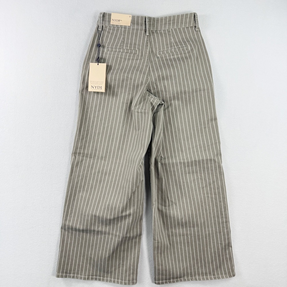 Nydj Mona Wide Leg Striped Denim Jeans Size 0 Ankle Length‎ NEW - Picture 2 of 9